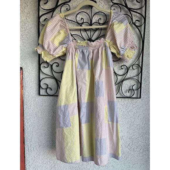 Urban Outfitters Puff Sleeve Patch Work Baby Doll Dress - Size XS - Multicolored - Picture 4 of 9